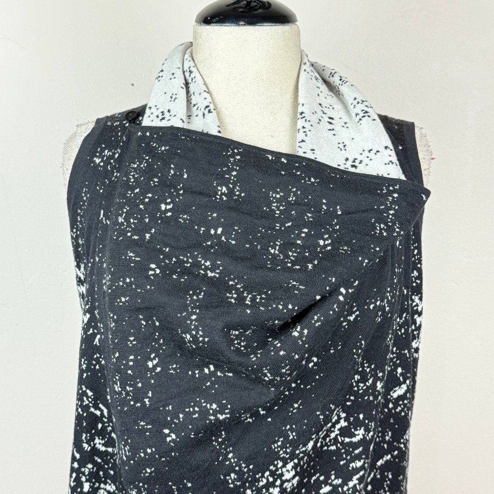 Stella Carakasi Vest Women S Black White Splatter Waterfall Natural Luxe Chic - Picture 5 of 11